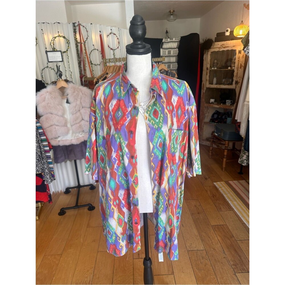 New Man – Multicolor Aztec/Geometric Print Robe Shirt